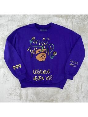 999 Juice WRLD “Legends Never Die” Purple Graphic Crewneck Pullover Sweatshirt M